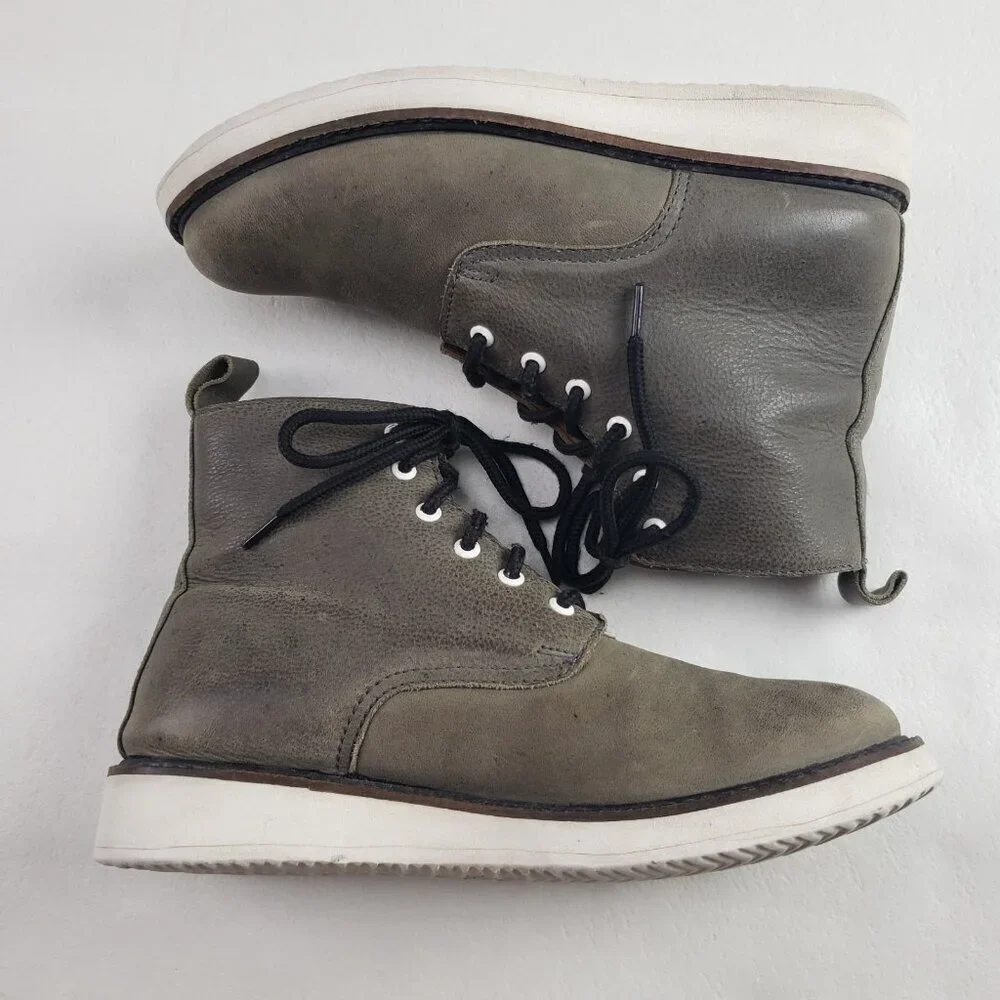 Oliver Clark Leather Ankle Boot Womens 8 Gray Lace Up Handmade Classic
